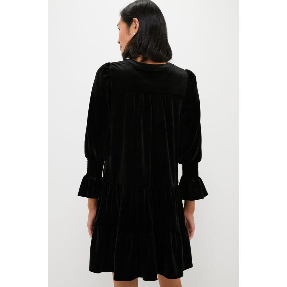 Tuckernuck Pomander Place Kenzo Black Velvet Mini Dress L - Picture 4 of 14